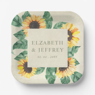 Assiettes En Carton Elegant Sunflowers Garden Floral Wedding