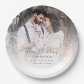 Assiettes En Carton Élégant superposition photo M. Mme Noms Date Maria (Devant)