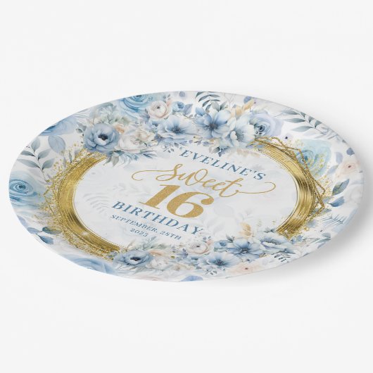 Assiettes En Carton Élégant Sweet 16 Plaques de Parties scintillant en (Angle)