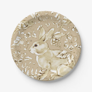 Assiettes En Carton Élégant Tan Lapin Bunny Bird Floral Brunch de P