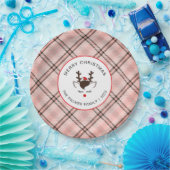 Assiettes En Carton Elegant Tartan Plaid & Reindeer Christmas Family (Fête)