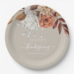Assiettes En Carton Elégant Taupe Bon thanksgiving floral automne