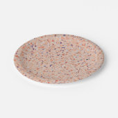 Assiettes En Carton Élégant Terrazzo Retro rose violet blanc Motif (Angle)