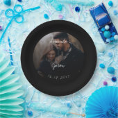 Assiettes En Carton Élégant texte superposition Script photo mariage f (Fête)