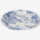 Assiettes En Carton Elégant Toile Bleue Français Classique Porceline S (Angle)