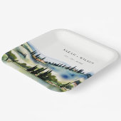 Assiettes En Carton Elégant Toscane Italie Aquarelle Mariage paysage (Angulaire)