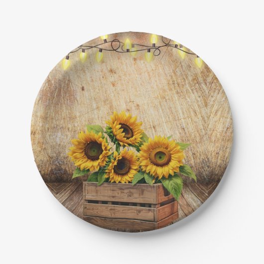 Assiettes En Carton Élégant tourbe de tournesol rustique Baby shower m (Devant)