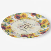 Assiettes En Carton Elégant tournesol jaune verdure 70e anniversaire (Angle)