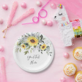 Assiettes En Carton Élégant Tournesols Eucalyptus Verdure Fête (Fête)