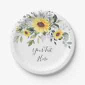 Assiettes En Carton Élégant Tournesols Eucalyptus Verdure Fête (Devant)