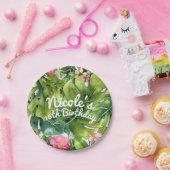 Assiettes En Carton Elégant Tropics Vert Feuille Floral Aquarelle (Fête)