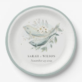 Assiettes En Carton Elégant Turquoise or sous-marin Floral Poisson Mar (Devant)