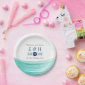 Assiettes En Carton Elégant Turquoise Tides Beach Mariage (Fête)