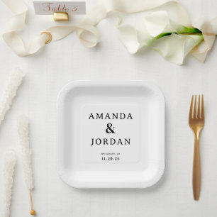 Assiettes En Carton Élégant Typographie Noir