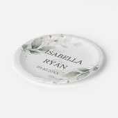 Assiettes En Carton ÉLÉGANT Verdure Feuille Mariage or (Angle)
