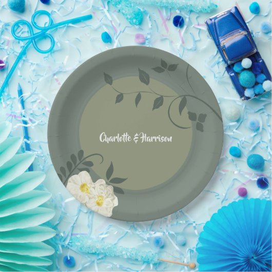 Assiettes En Carton Élégant vert d'armature (Fête)