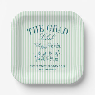 Assiettes En Carton Élégant vert et bleu Club de finissants Graduation