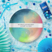 Assiettes En Carton Élégant vert moderne Nebula Aquarelle Abstraite (Fête)