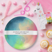 Assiettes En Carton Élégant vert moderne Nebula Aquarelle Abstraite (Fête)