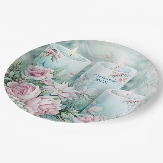 Assiettes En Carton Elegant Victorian Holiday Paper Plate - Custom (Angle)