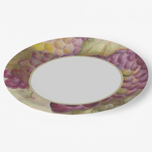 Assiettes En Carton Elégant Vignoble Aquarelle Vin Pays Thème (Angle)