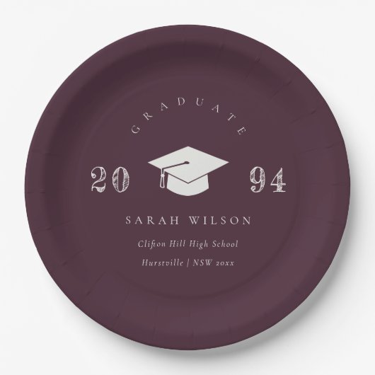 Assiettes En Carton Élégant Vin Bourgogne Minimal Graduation Simple (Devant)