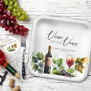 Assiettes En Carton Élégant Vino Avant Vœux Vin Vintage Aquarelle