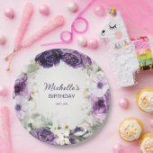 Assiettes En Carton Élégant violet blanc Parties scintillant florale A (Fête)