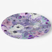 Assiettes En Carton Élégant Violet Et Violet Fleurs sauvages Et Ciel (Angle)