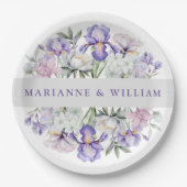Assiettes En Carton Élégant violet Iris Romantique Mariage floral (Devant)