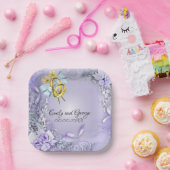 Assiettes En Carton Élégant violet personnalisable Mariage/Fiançailles (Fête)