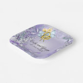 Assiettes En Carton Élégant violet personnalisable Mariage/Fiançailles (Angulaire)