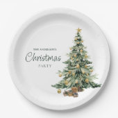 Assiettes En Carton Elegant Watercolor Tree Christmas Party (Devant)