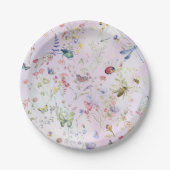 Assiettes En Carton Élégant Whimsical Wildflower rose (Devant)