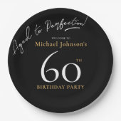Assiettes En Carton Elégant Whiskey Black Gold 60e fête d'anniversaire (Devant)