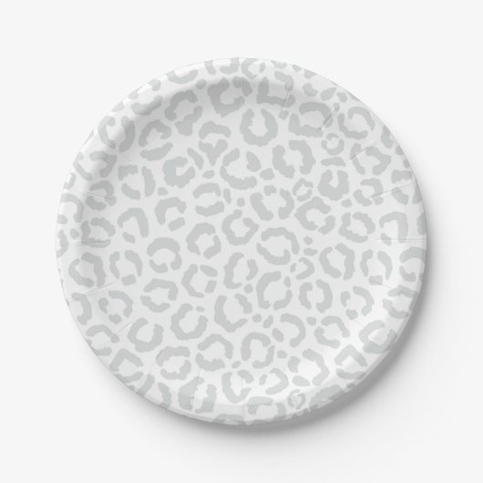Assiettes En Carton Elegant White Gray Leopard Cheetah Animal Print (Devant)