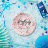 Assiettes En Carton Élégante 60e fête d'anniversaire Floral Rose Gold (Fête)