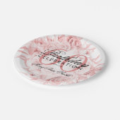 Assiettes En Carton Élégante 60e fête d'anniversaire Floral Rose Gold (Angle)