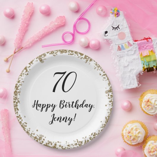 Assiettes En Carton Elégante 70e Plaques d'anniversaire pour elle en o (Fête)