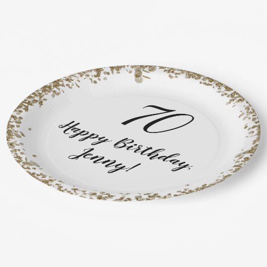 Assiettes En Carton Elégante 70e Plaques d'anniversaire pour elle en o (Angle)