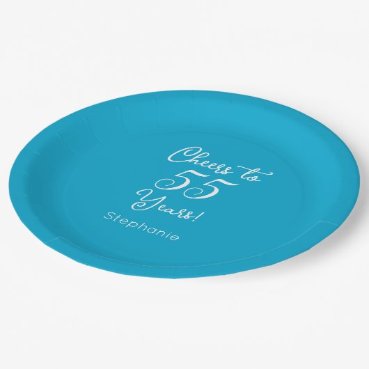 Assiettes En Carton Elégante Aqua Blue Cheers à 55 Ans 95ème Anniversa (Angle)