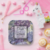 Assiettes En Carton Elégante aquarelle bleu violet poussiéreuse (Fête)