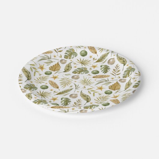 Assiettes En Carton Elégante aquarelle de Noël Tropical (Angle)