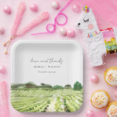 Assiettes En Carton Elégante aquarelle Green Winery Vignoble Mariage (Fête)