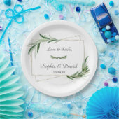 Assiettes En Carton Elégante aquarelle Olive Greenery Mariage or (Fête)