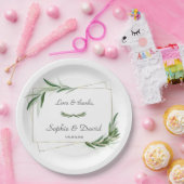 Assiettes En Carton Elégante aquarelle Olive Greenery Mariage or (Fête)