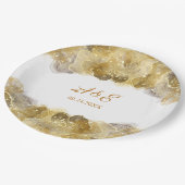Assiettes En Carton Elégante Aquarelle Or Plaques Mariage papier (Angle)