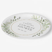 Assiettes En Carton Elégante Aquarelle Or Verdure Couples Douche (Angle)