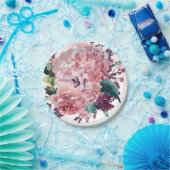 Assiettes En Carton Elégante aquarelle rose Floral | Hydrangée (Fête)