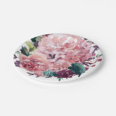 Assiettes En Carton Elégante aquarelle rose Floral | Hydrangée (Angle)
